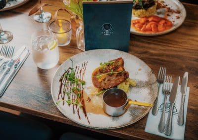 Meat dish server on plate